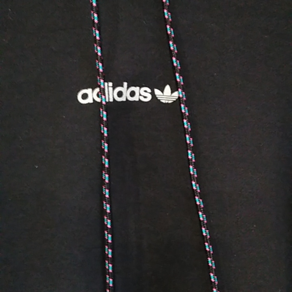 Adidas Black Cropped Hoodie. Women's. Sz L Retro inspired. - Picture 3 of 8